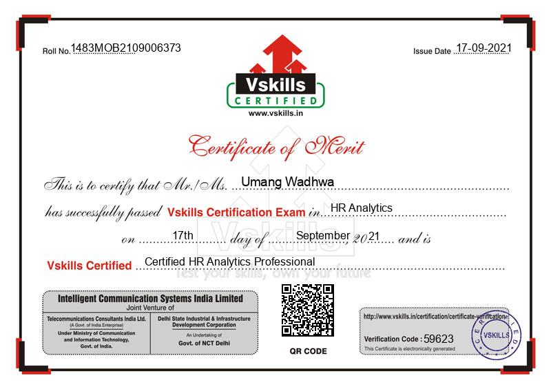 Umang Wadhwa Certified HR Analytics Professional