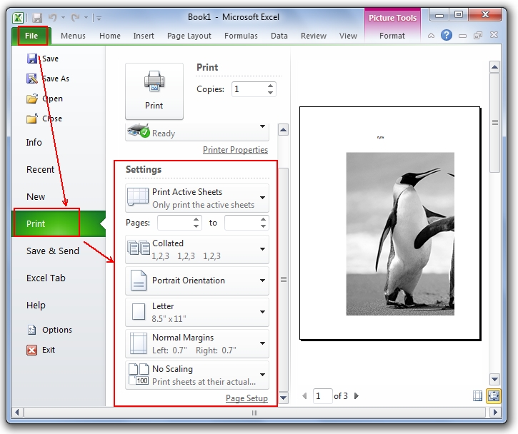 Excel Print Settings