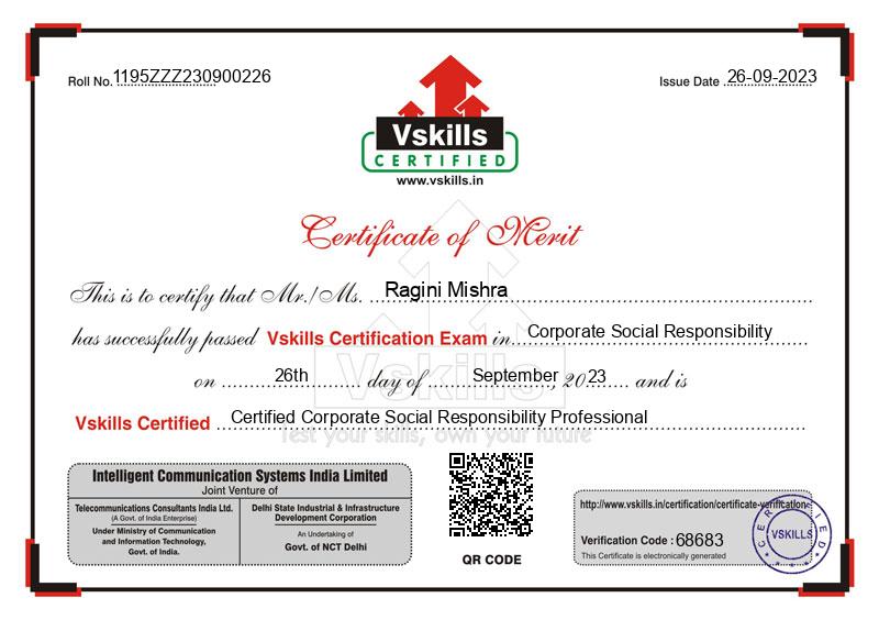 Ragini Mishra Certified Corporate Social Responsibility Professional