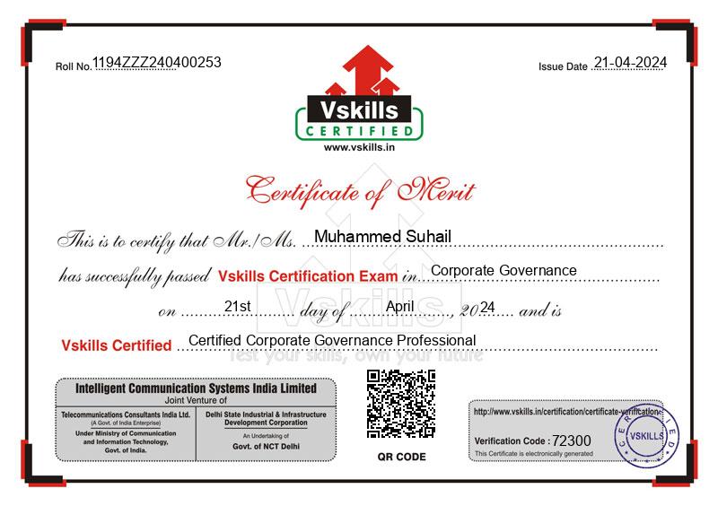 Muhammed Suhail Certified Corporate Governance Professional