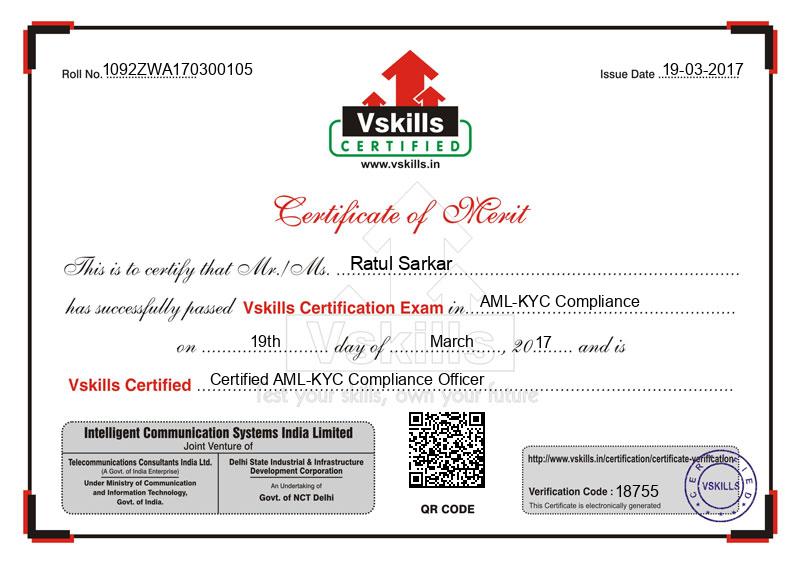 Ratul Sarkar Certified AML KYC Compliance Officer